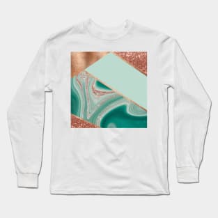 Azure water agate II - copper turquoise glitter layers Long Sleeve T-Shirt